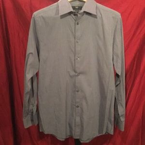 Men’s (Med) Grey Striped Button Down dress shirt.